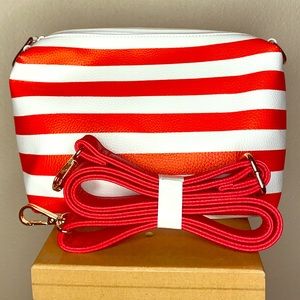 Small/ medium stripes red and white bag with strap